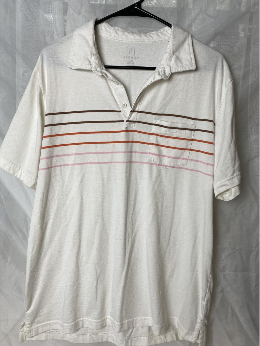 George white striped short sleeve polo XL